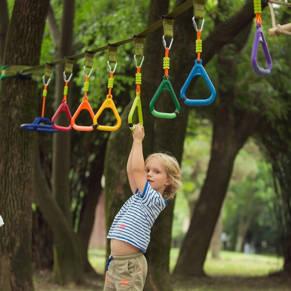 50ft Ninja Slackline Jungle Swing Gym Ninja Warrior Obstacle Course for  Kids with Swing - Bed Bath & Beyond - 34722659