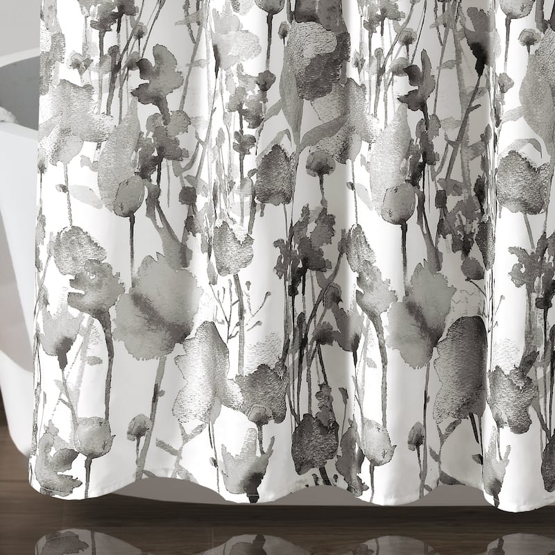 Lush Decor Zuri Flora Shower Curtain Light Gray