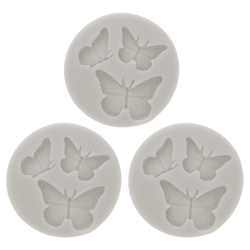 3pcs Polymer Clay Mold, Fondant Mold 3 Butterfly Mold Silicone Rose
