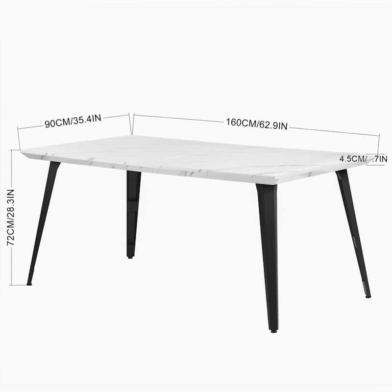 HomyLin 63-inch Dining Table Rectangular for 4-6 with Wooden Top and Metal Legs