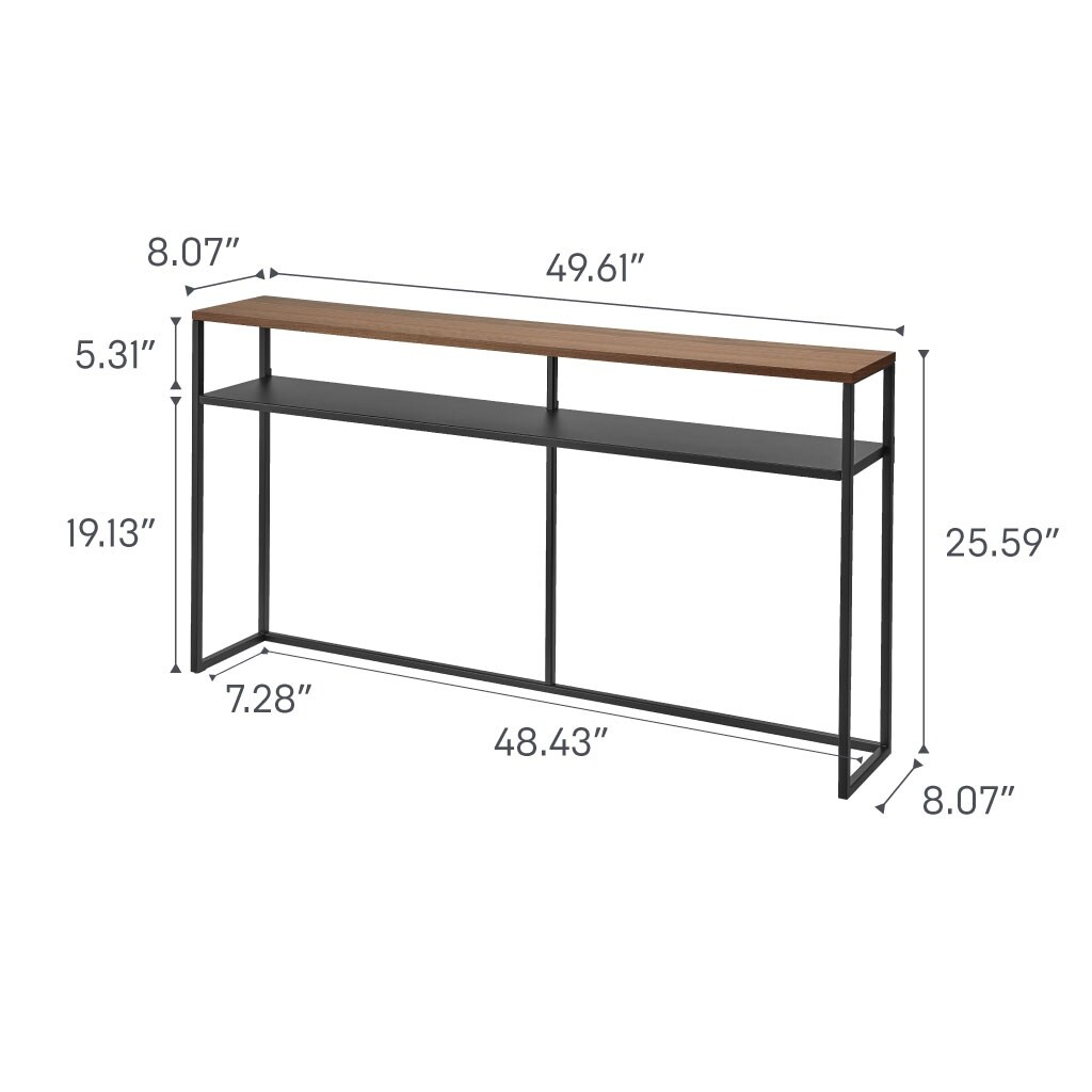 Yamazaki Home Long Console Table - Two Styles, Steel, Shelf, Holds