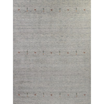 Tribal Gabbeh Indian Area Rug Hand-Knotted Living Room Wool Carpet - 8'2" x 10'0"