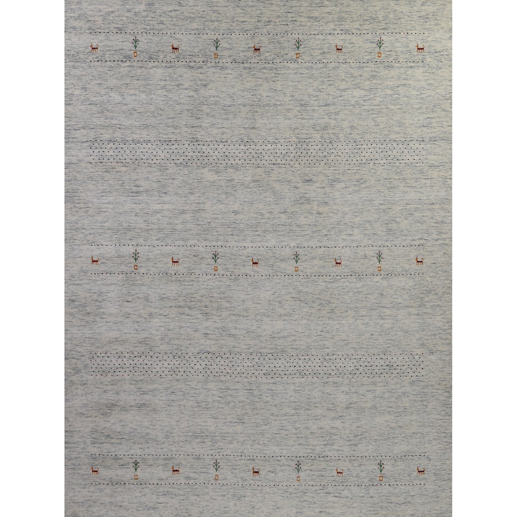 Tribal Gabbeh Indian Area Rug Hand-Knotted Living Room Wool Carpet - 8'2" x 10'0"