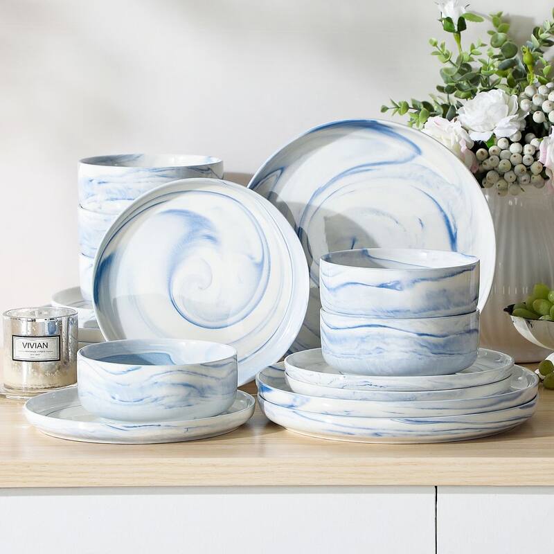 MALACASA LUNA 18-Piece Porcelain Dinnerware Set (Service for 6)