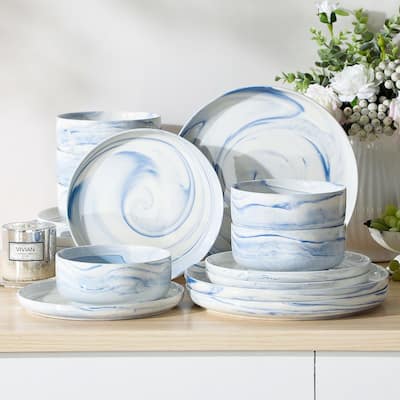 MALACASA LUNA 18-Piece Porcelain Dinnerware Set (Service for 6)