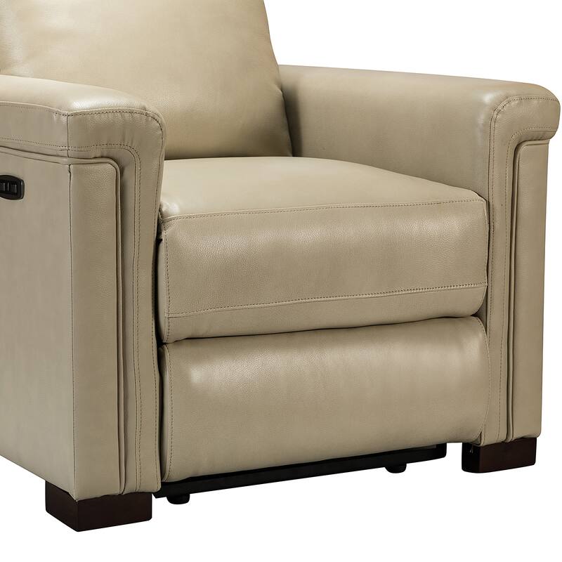 Alicia 34.65" Wide Contemporary Classic Genuine Leather Power Recliner With USB Port (Set of 2)