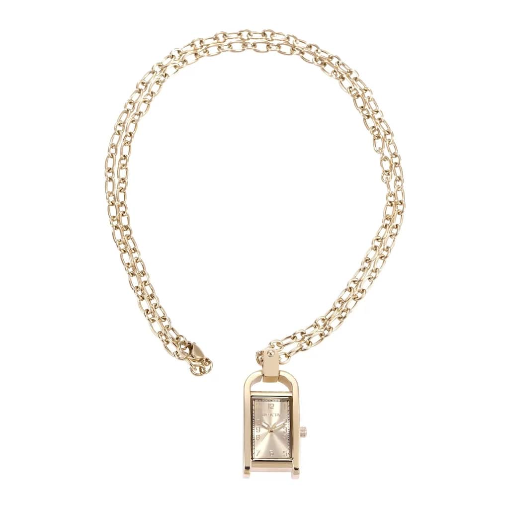 Invicta Women's 49935 Mini Quartz PC11 Brass Dial Necklace Watch - Gold
