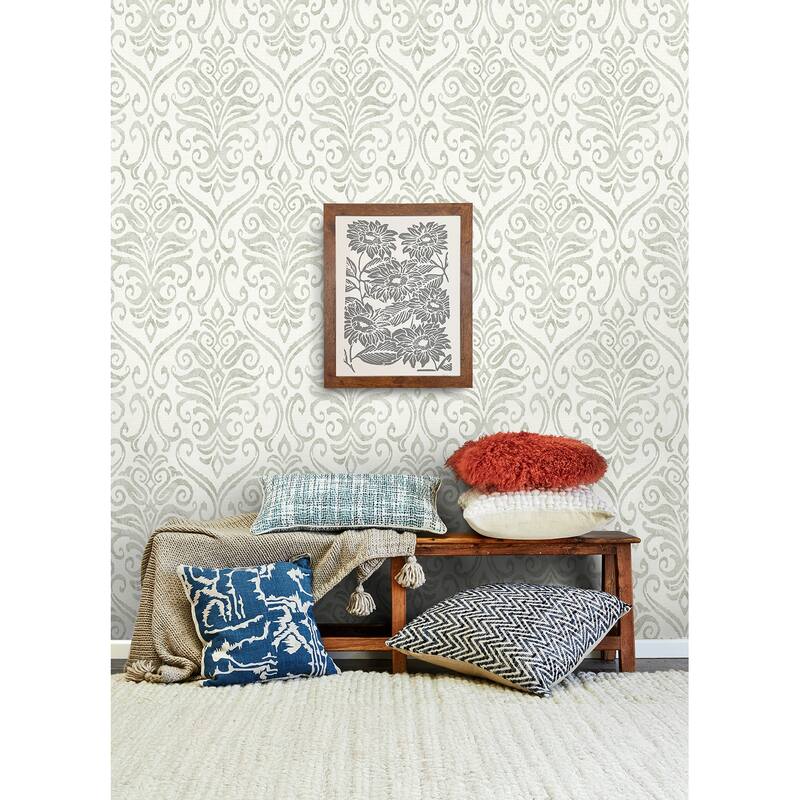 Chesapeake Adavu Sage Damask Wallpaper
