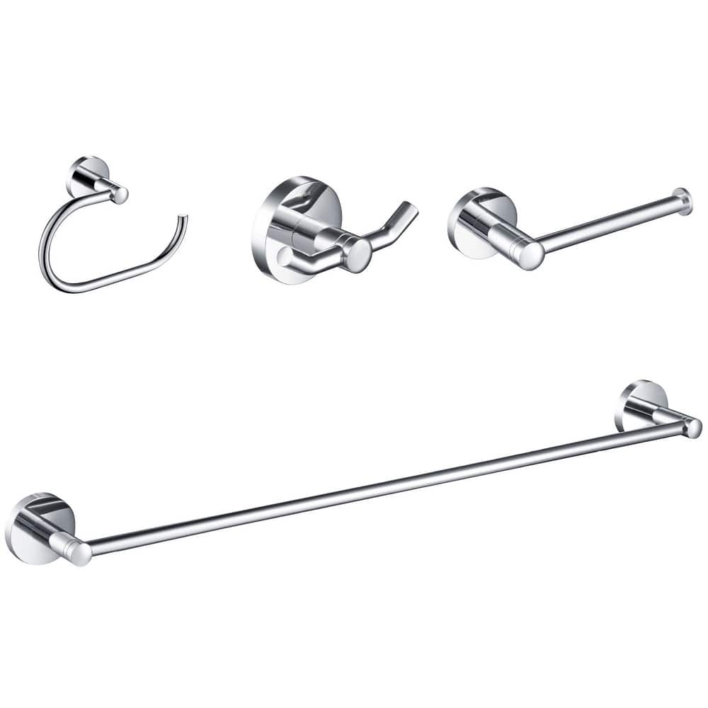 Kraus Elie 4-Piece Bathroom Package with 24" Towel Bar, Robe Hook,