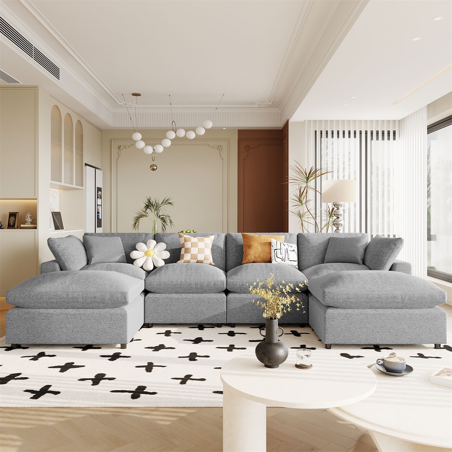 Merax Modern Large U Shape Sectional Sofa 2 Large Chaise with Removable Ottomans On Sale Bed Bath Beyond 40146808