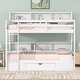 preview thumbnail 8 of 12, Twin Bunk Bed with All-in-one Cabinet Shelf Beside Both Upper Bed and Down Bed, Drawers Underneath - Twin over Twin Bed White - Twin