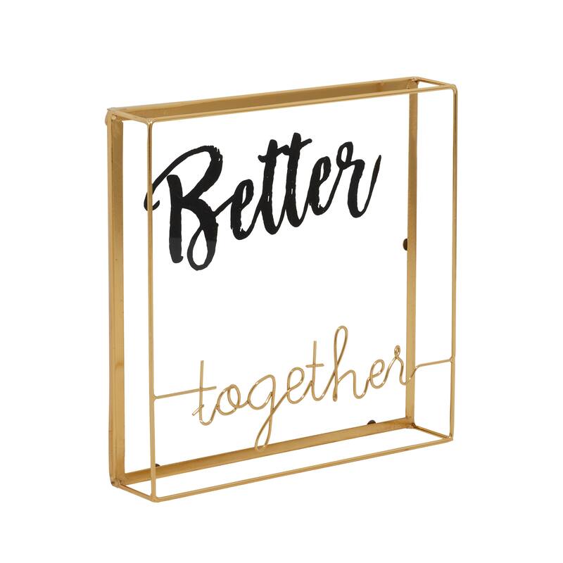 Gold Glass Contemporary Decorative Sign 10 x 10 x 2 - 10 x 2 x 10