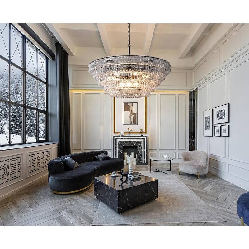 KAYLA 36 in. 6-Lights Gold Crystal Drum Chandelier