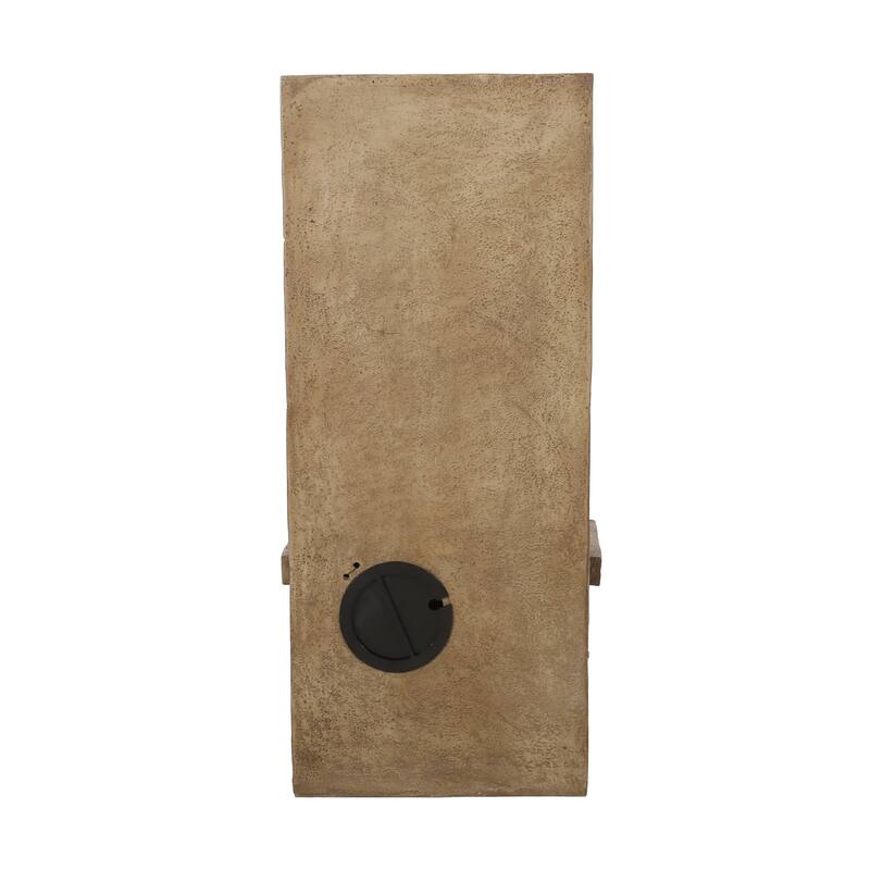 Roomfitters 35-Inch Hand-Crafted Outdoor Wall Tower Water Fountain with LED Lights, Weather-Resistant Faux Stone, Light Brown