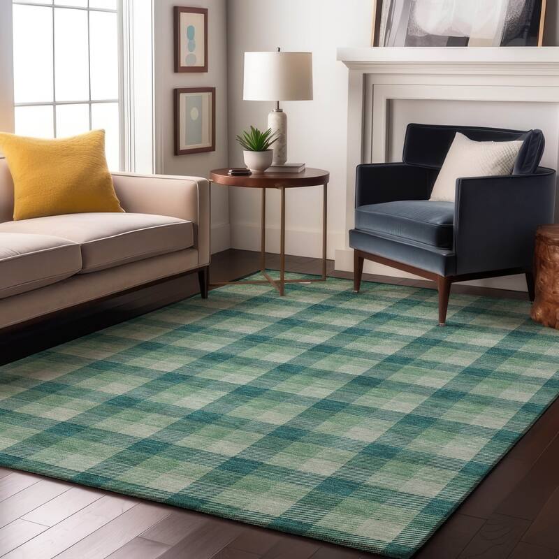 Premium Washable Super Soft Plaid Mayfield Rug - Seafoam - 2'6" x 3'10"