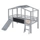 preview thumbnail 6 of 15, Twin Size Loft House Bed with Ladder, Slide and Light Strip, Grey