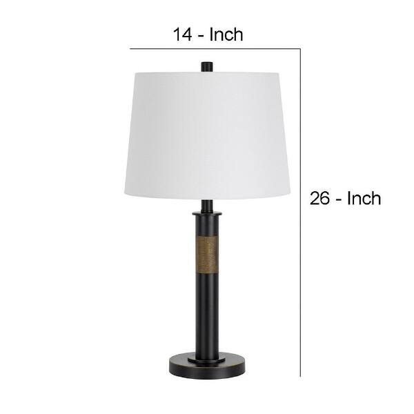 26 Inch Metal Table Lamp, Dimmer, Fabric Shade, Bronze, Black - 30.9 L X 14 W X 26 H
