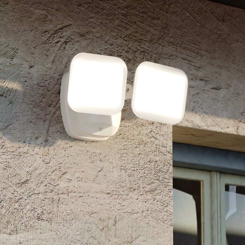 Theta 2 Light LED Outdoor Dusk to Dawn Security Flood Light White - White - 10-in W x 5.25-in H x 5.5-in D