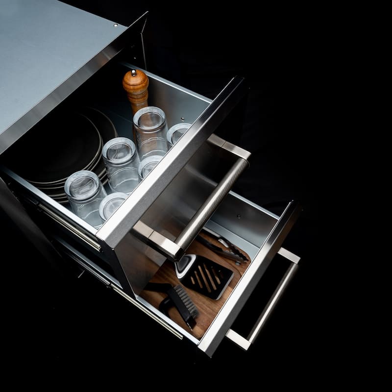 Spire Stainless Steel Built-in Vertical Double Drawers (10"/10"), 780-0016B