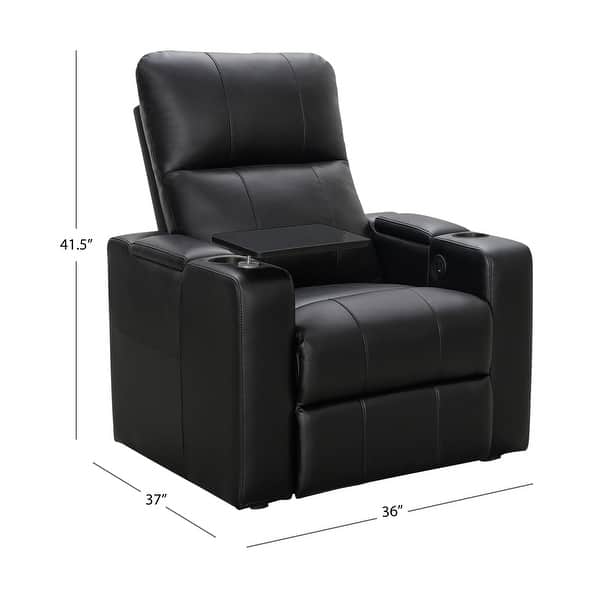 dimension image slide 4 of 5, Abbyson Rider Theater Power Recliner with USB Ports and Cupholders