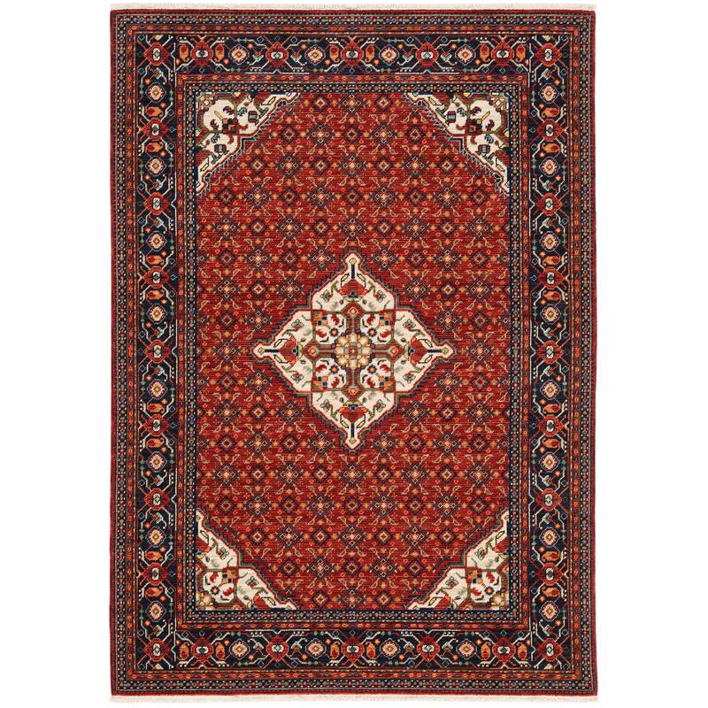 Style Haven Leander Persian Inspiration Fringed Wool Blend Area Rug - 9'10" x 12'10" - Rectangle
