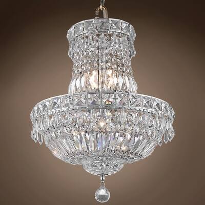 Invisible 6 Light 14" Chrome Chandelier With Clear European/Swarovski Crystals - 19.00
