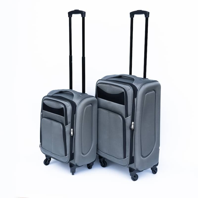 (20+24) Carry-On Fabric Luggage Set, Softshell Lightweight Durable Suitcase with Oxford Cloth Backpack and Universal Wheel
