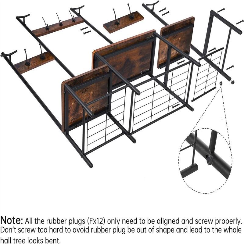 Hall Tree Entryway Bench with Coat Rack and Shoe Storage