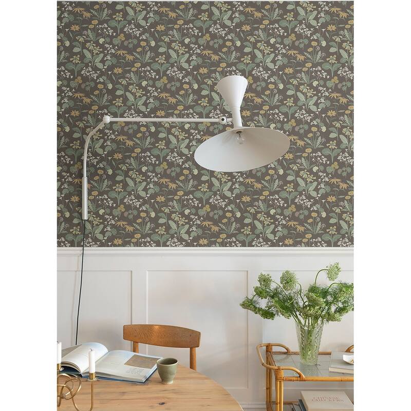 A-Street Prints Magdalena Charcoal Dandelion Wallpaper