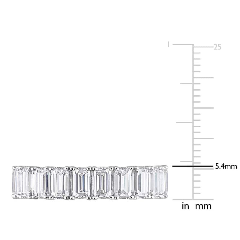 Miadora 6 3/5ct DEW Emerald Cut Created Moissanite Eternity Ring in 14k White Gold