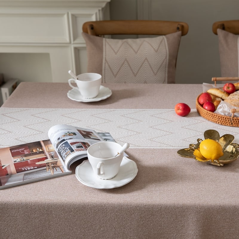 Enova Home High Quality Rectangle Cotton and Linen Tablecloth with Tassels (Brown)