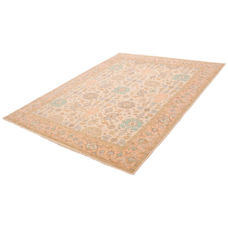 ECARPETGALLERY Hand-knotted Modern Oushak Ivory Wool Rug - 9' 2" x 12' 5"