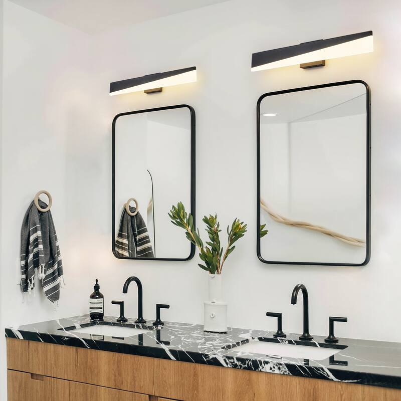 24" Modern Dimmable Acrylic Matte Black LED Vanity Light - W23.8"