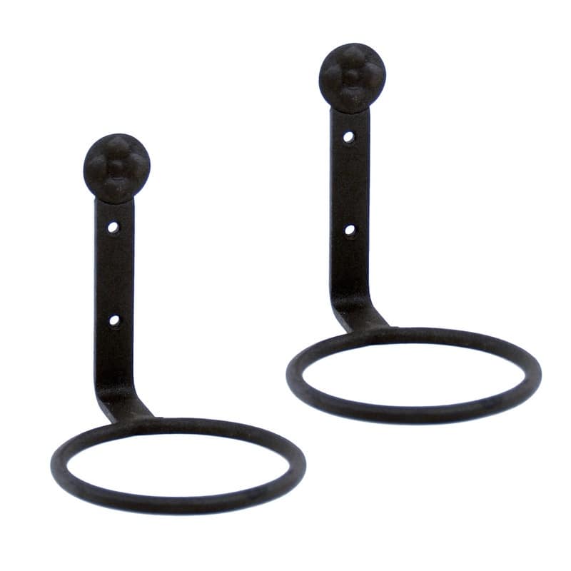 Achla Designs Set of 2 Wall Mounted Flower Pot Holder Ring Brackets, Black Powder Coat Finish
