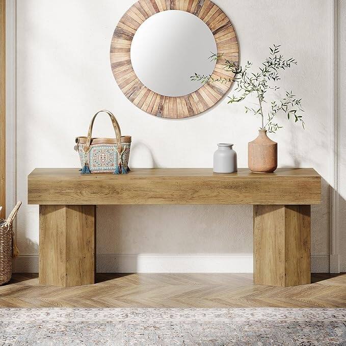 41" Farmhouse Wooden Entryway Bench, Indoor End of Bed Bench - 41.43" W x 11.81" D x 17.72" H