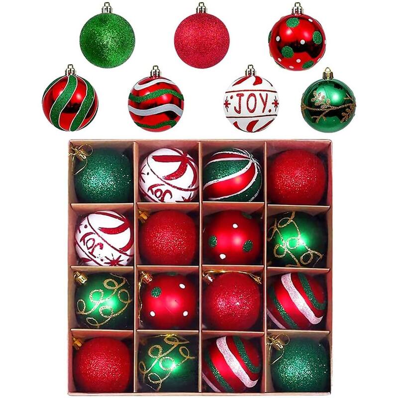 16PCS 2.36in Decorative Christmas Balls Ornaments for Xmas Tree Decor - N/A