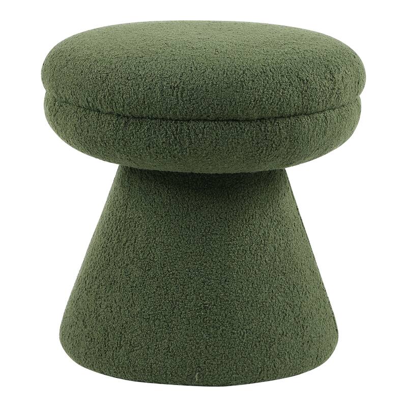24/7 Shop At Home Modern Boucle Upholstered Ottoman with Tapered Pedestal - Green