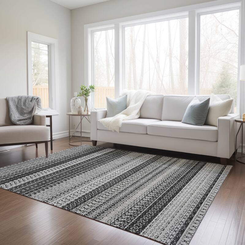 Machine Washable Indoor/ Outdoor Chantille Moroccan Stripes Rug