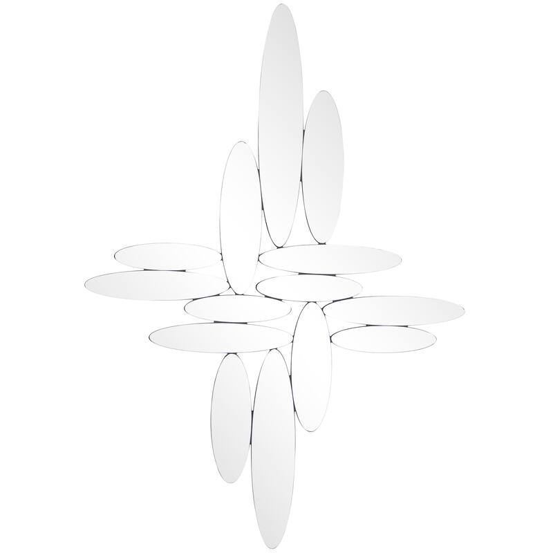 Silver Glass Abstract Oval Wall Mirror - 40"W, 28"H