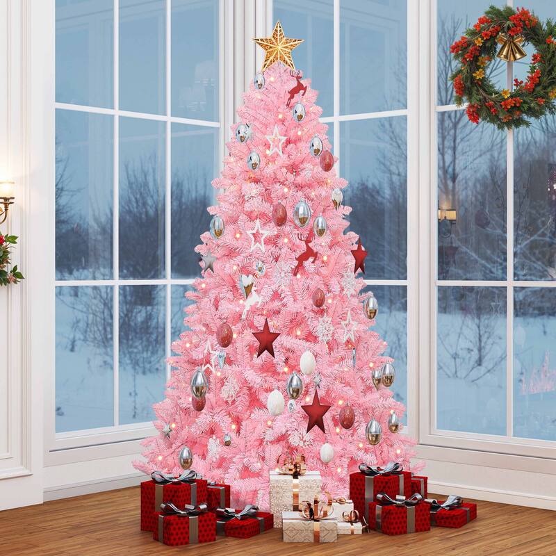 6/7.5 Ft Pink Spruce Artificial Christmas Tree
