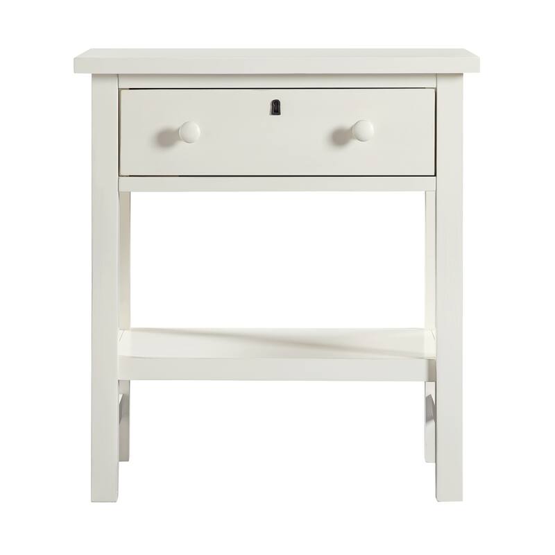 1-Drawer Nightstand with Open Shelf and Wooden Knobs Rustic Design