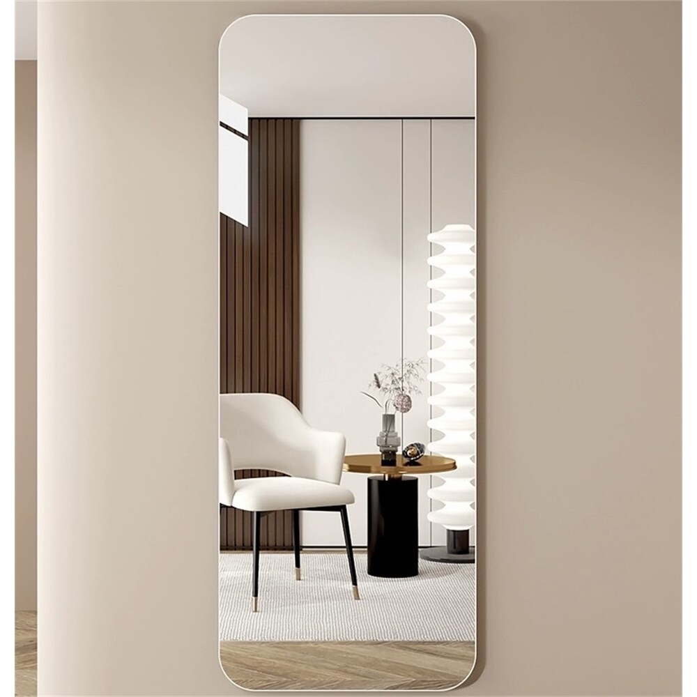 56x15 inch Full Body Round Corner Mirror Wall Hanging 5mm Silver