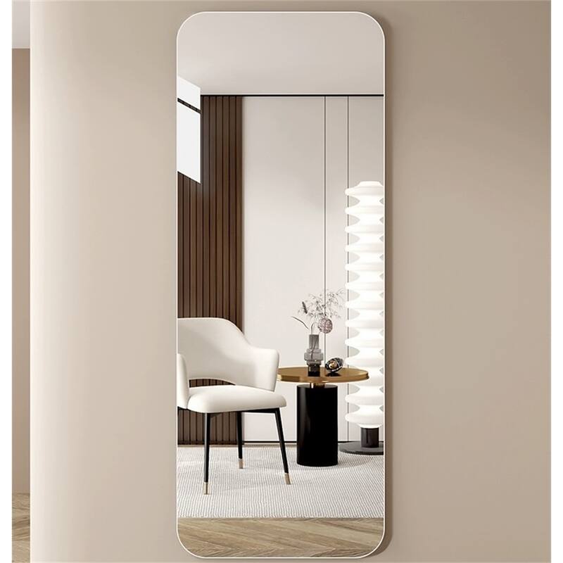 Full Body Rounded Corner Mirror - High Quality Silver Glass, Explosion-Proof, Wall Hanging - Silver+Clear