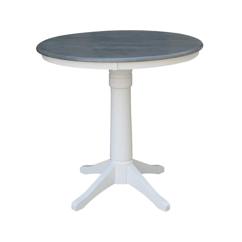36" Round Top Pedestal Table - White/Heather Gray - N/A