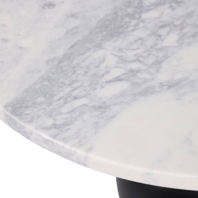 Marble Top Wood Bubble Base Modern End Table - White, 21 in. - 18" x 18" x 20.5"