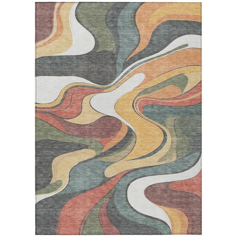 Machine Washable Indoor/Outdoor Soft Contemporary Chantille Rug