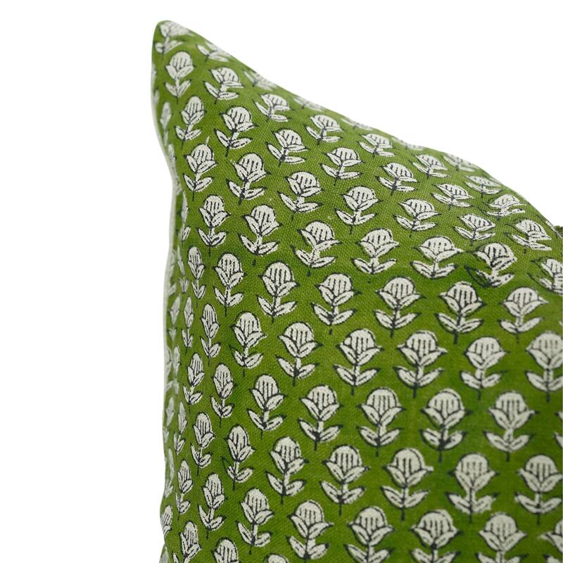 Linen Farmhouse Block print pillow Cover - Tarangini