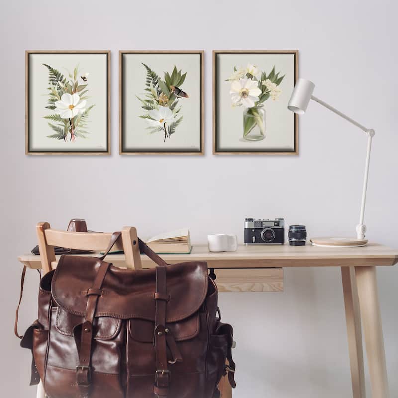 Stupell Country Magnolia Bundles Framed Floater Canvas Wall Art Design By House Fenway (Set of 3)