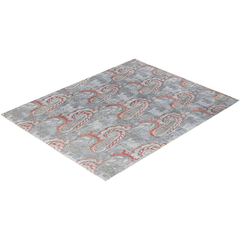 Ikat One-of-a-Kind Handmade Area Rug, Gray - 7' 10" x 9' 10"