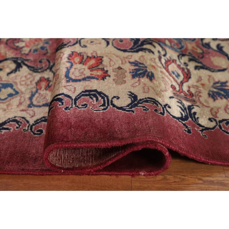 Pink Floral Mahal Persian Large Antique Area Rug Handmade Wool Carpet - 10'4"x 13'6"